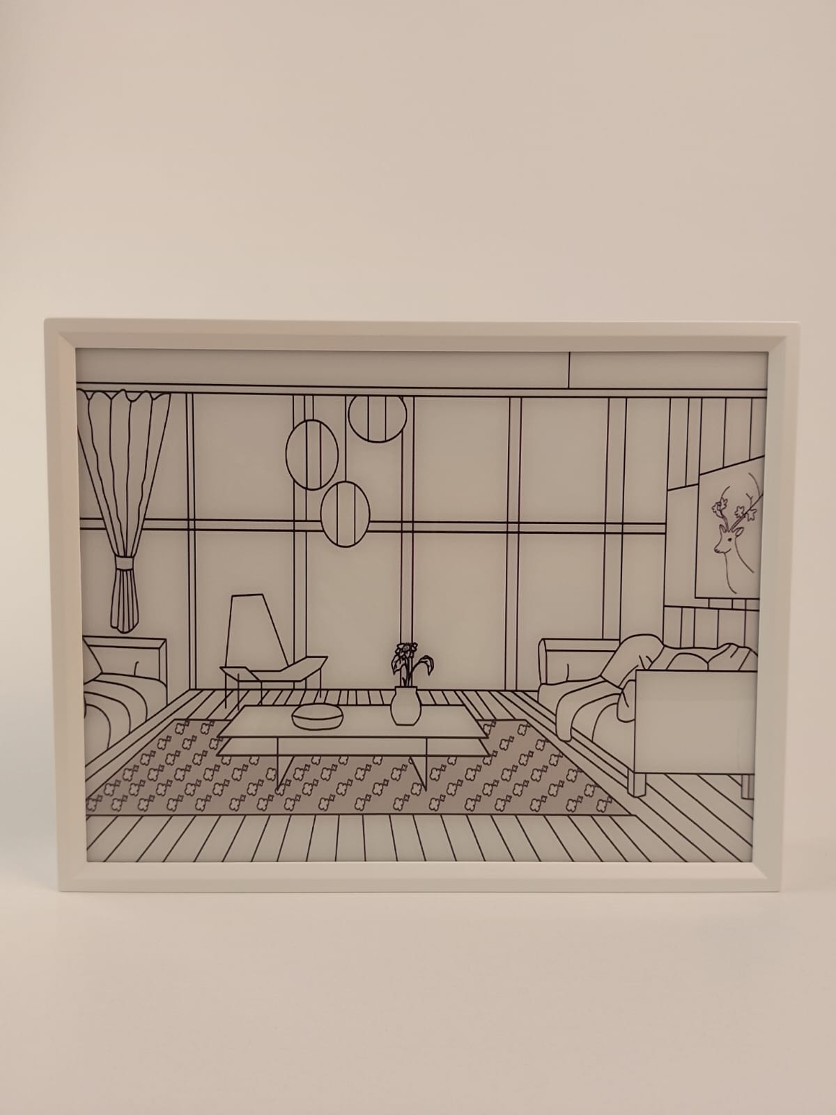 Coastal Reverie line-art coastal room shown unlit